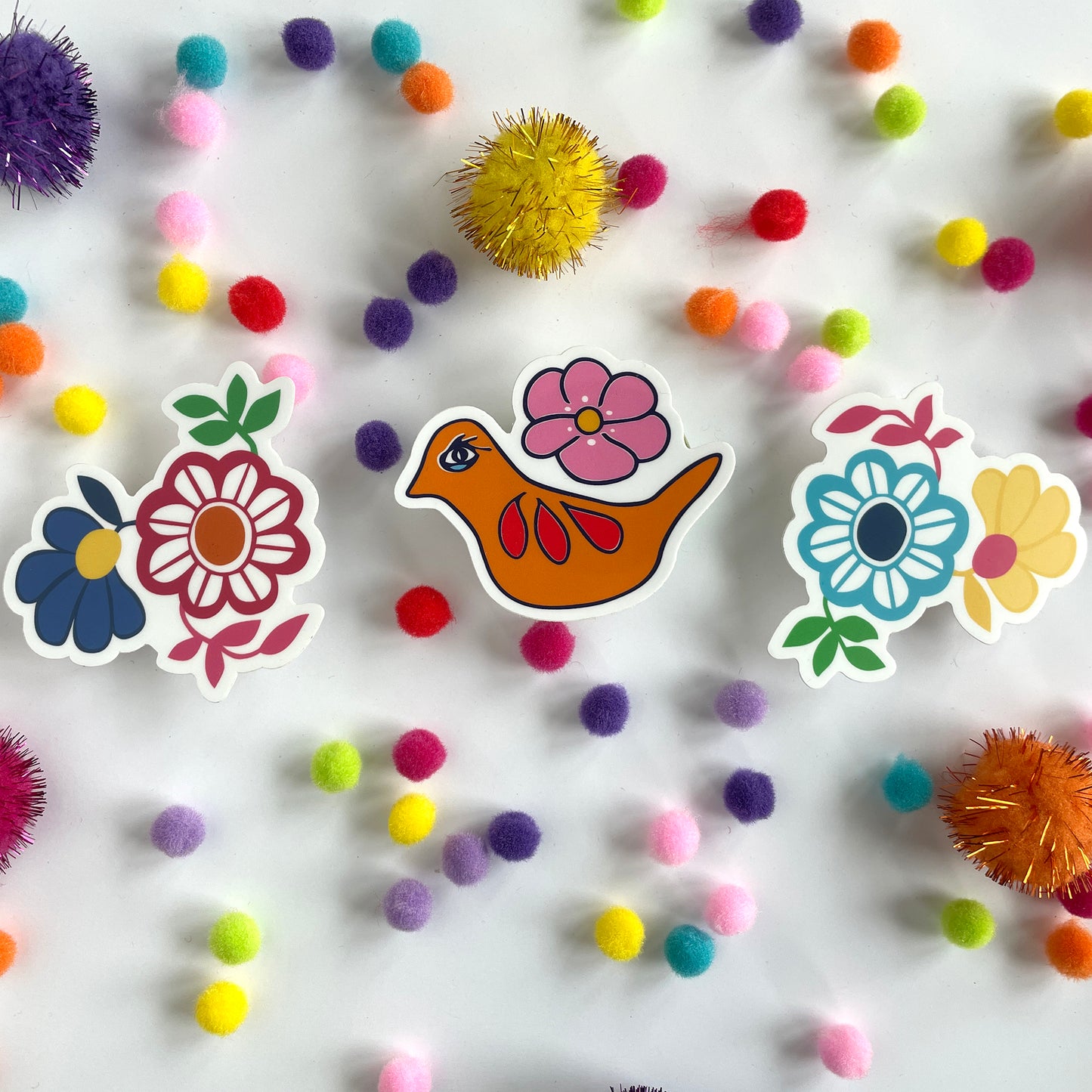 Blue and Yellow Hand Drawn Flowers Sticker