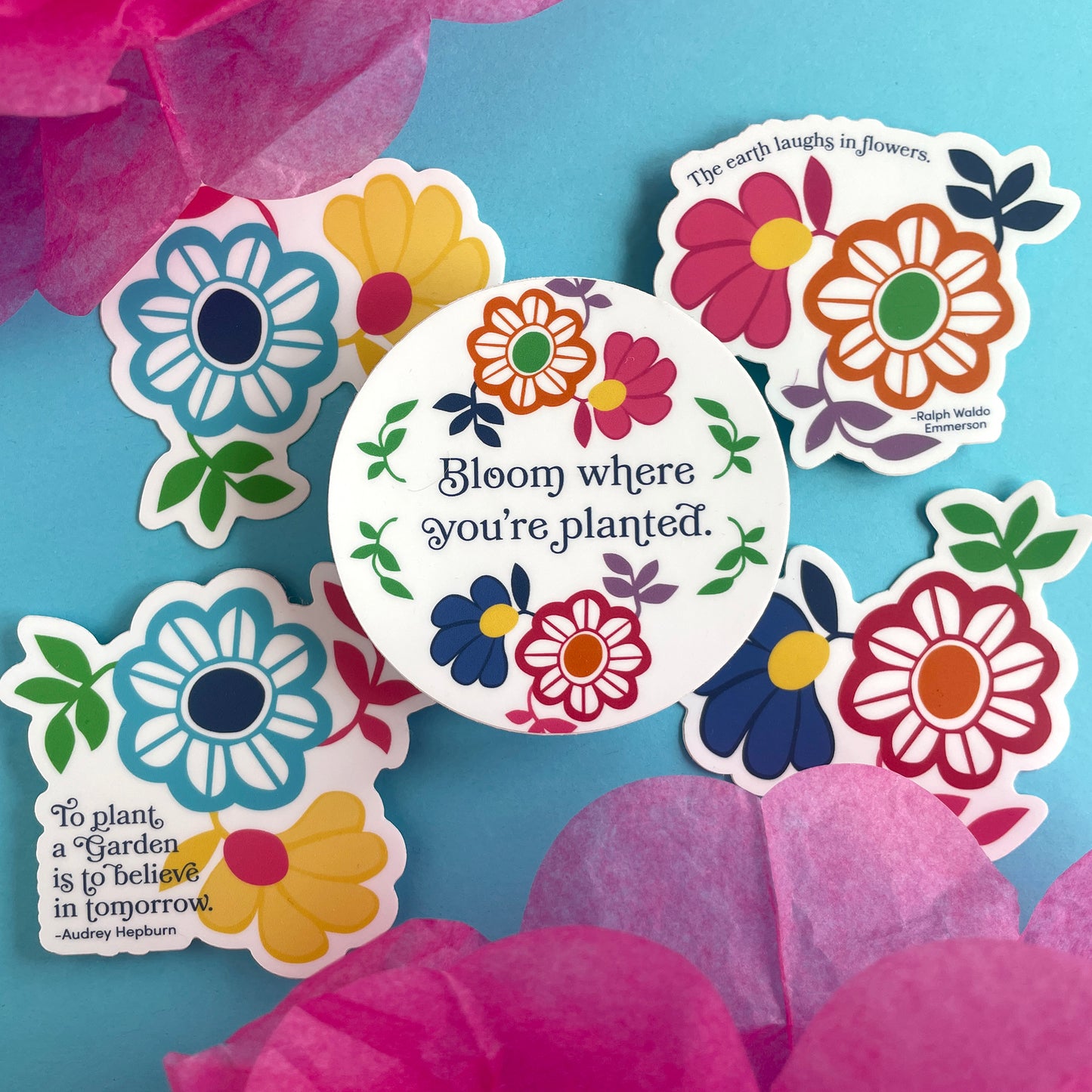 Earth Laughs in Flowers (Hand Illustrated) Quote Sticker