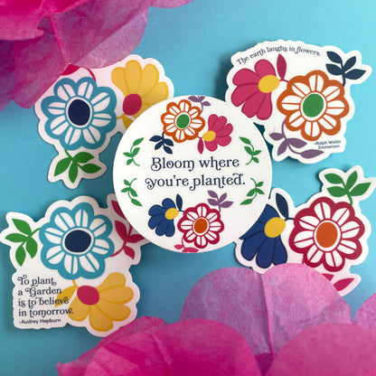 Earth Laughs in Flowers Quote Sticker