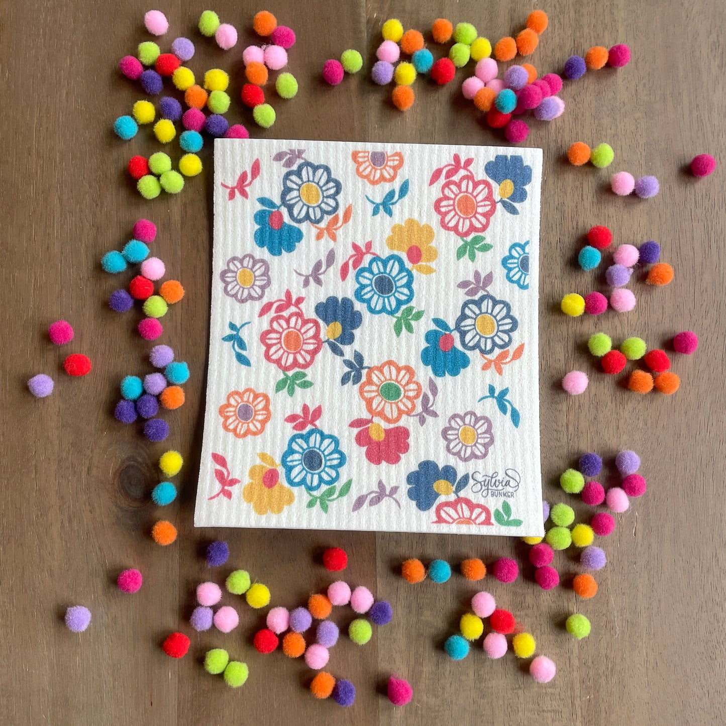 Hand Illustrated Flores Swedish Dishcloth