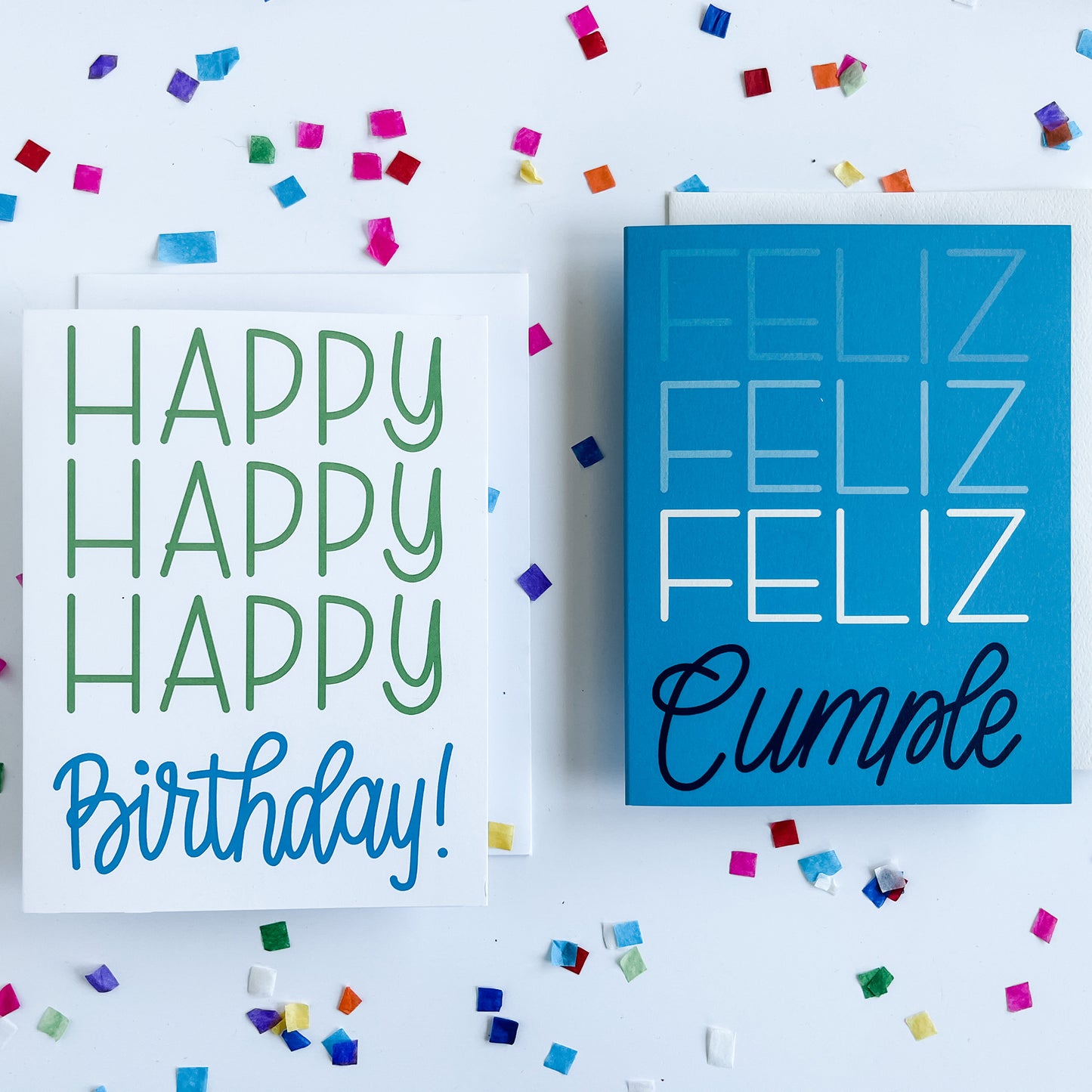 Happy Happy Happy Birthday Hand Lettering Greeting Card