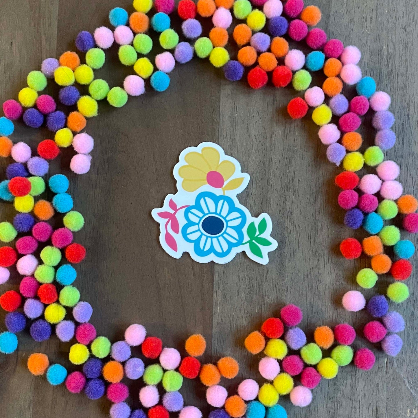 Blue and Yellow Hand Drawn Flowers Sticker