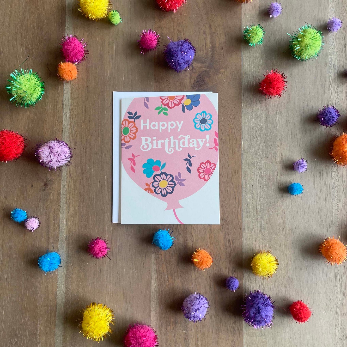 Birthday Balloon Flores Card