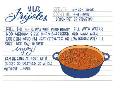 Mila's Frijoles Hand Lettered and Illustrated Recipe Card