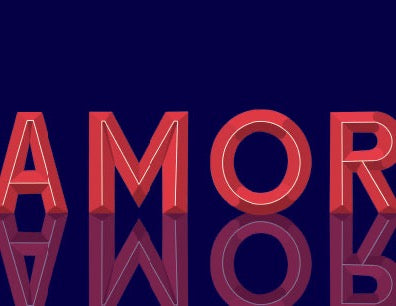 Hand Lettered Beveled Greeting Card saying Amor