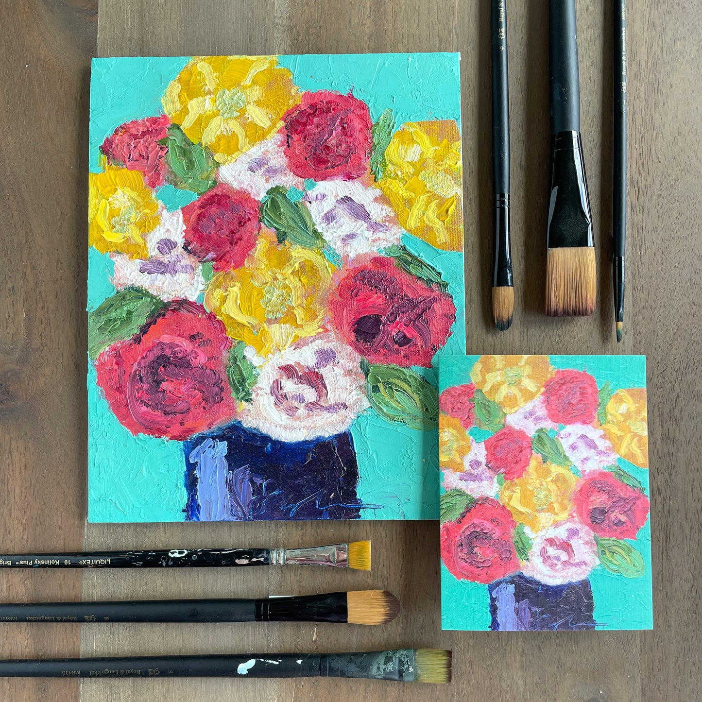 Flowers Painting Oil Painted Greeting Card