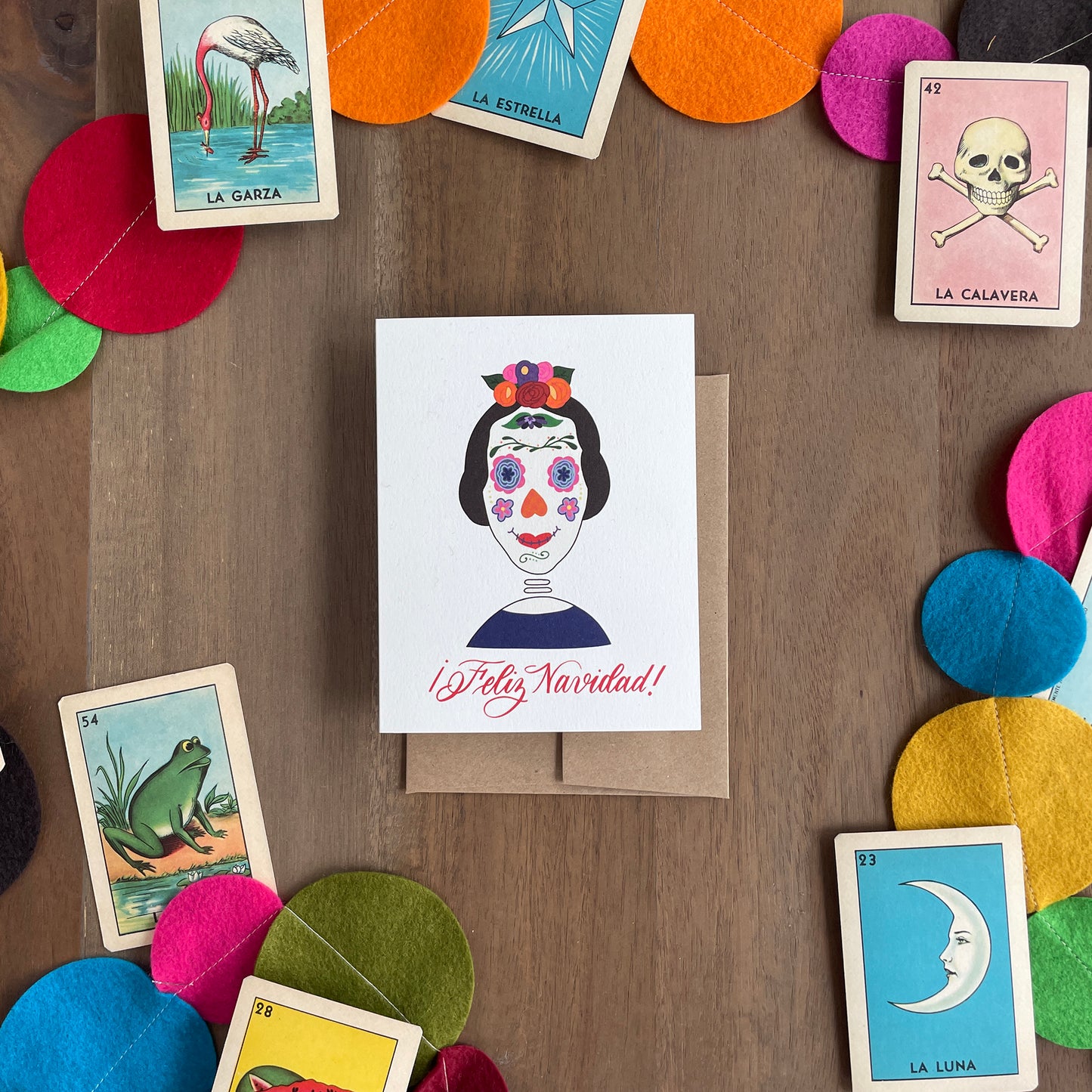 Feliz Navidad Hand Illustrated Mujer Greeting Card