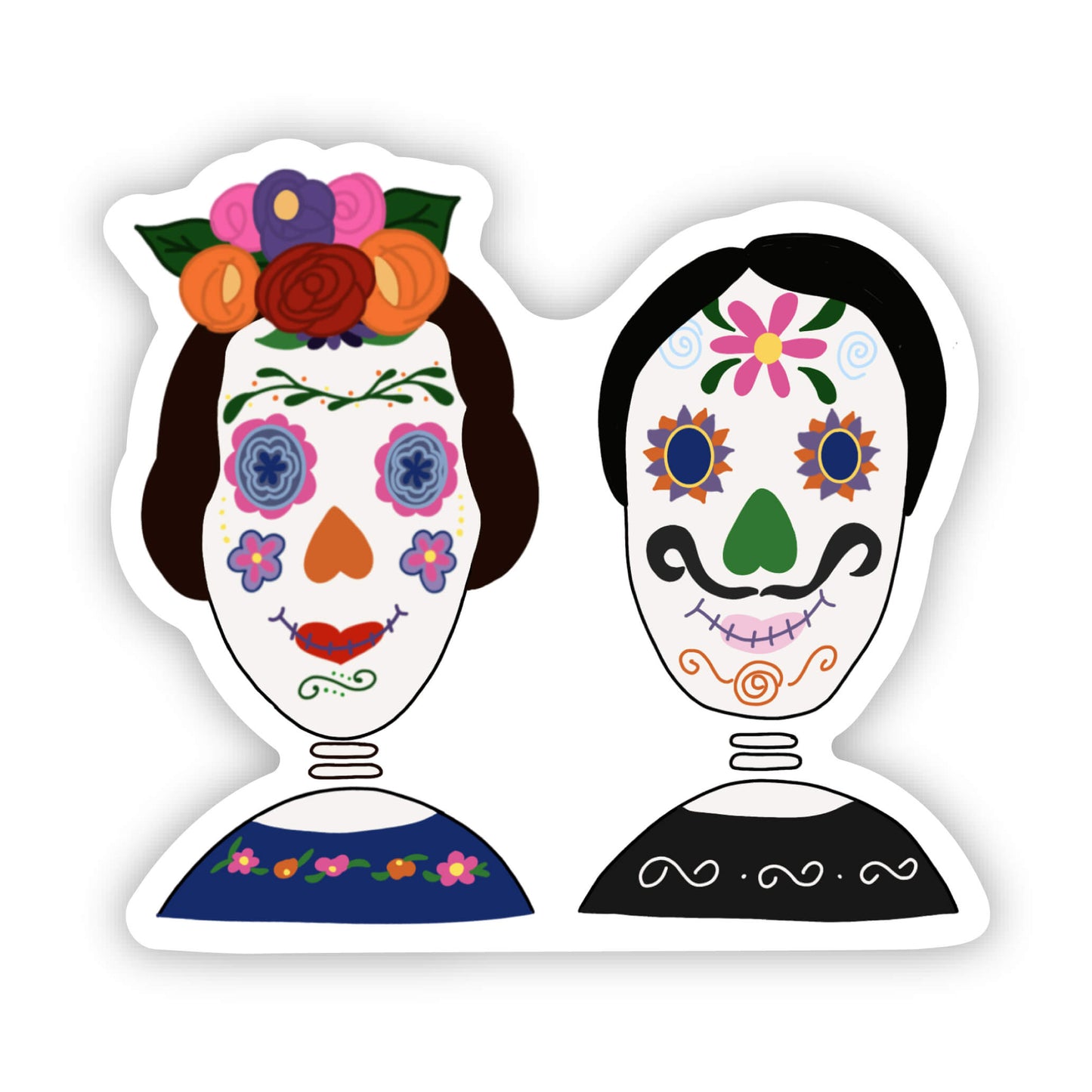 Hand Illustrated Couple Day of the Dead Sticker