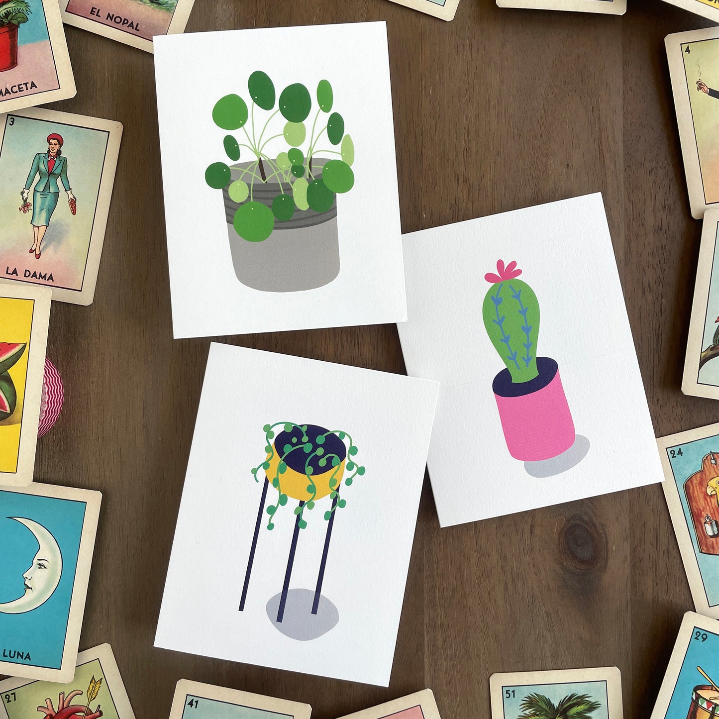 Hand illustrated cactus with a bloom Greeting Card