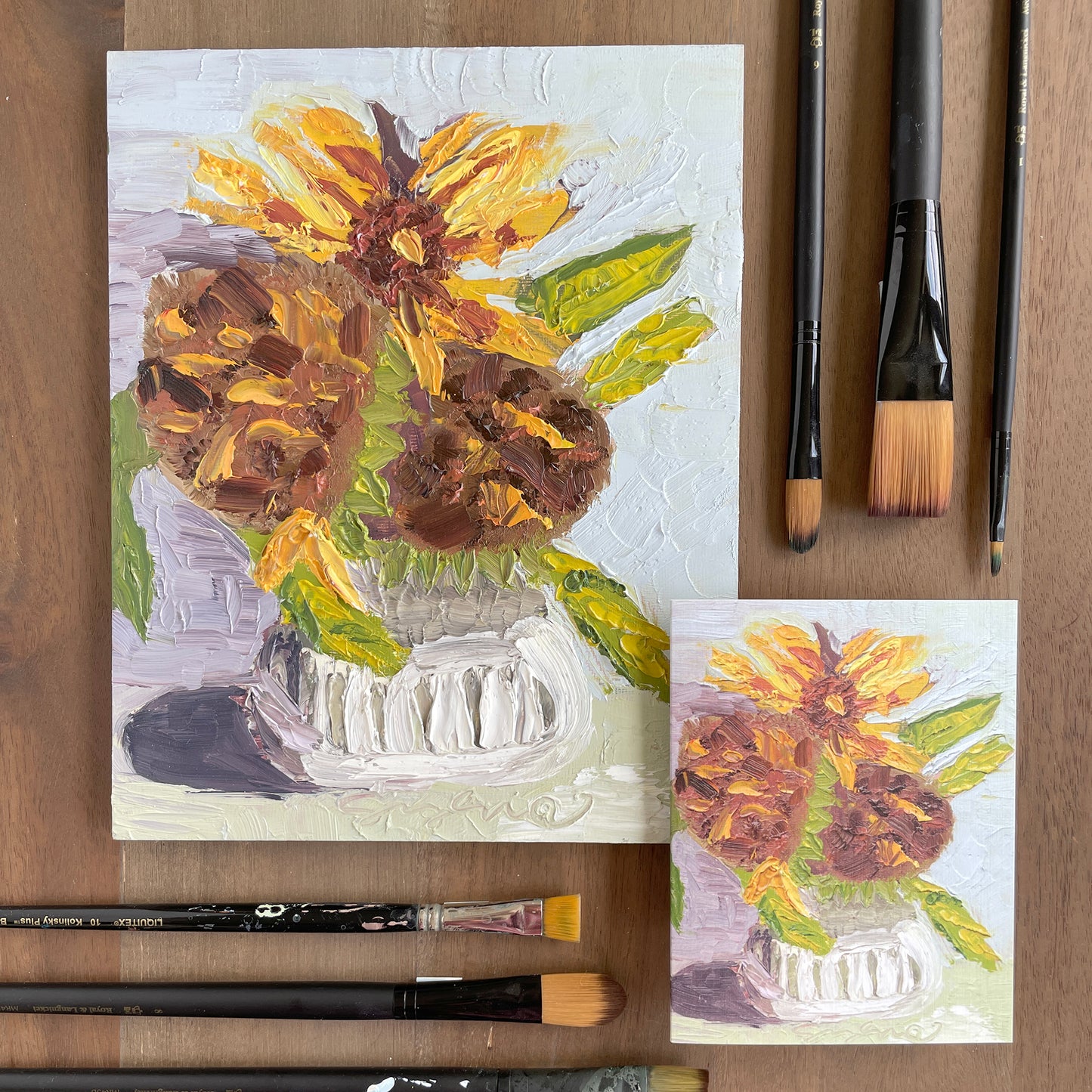 Sunflower Oil Painting Card