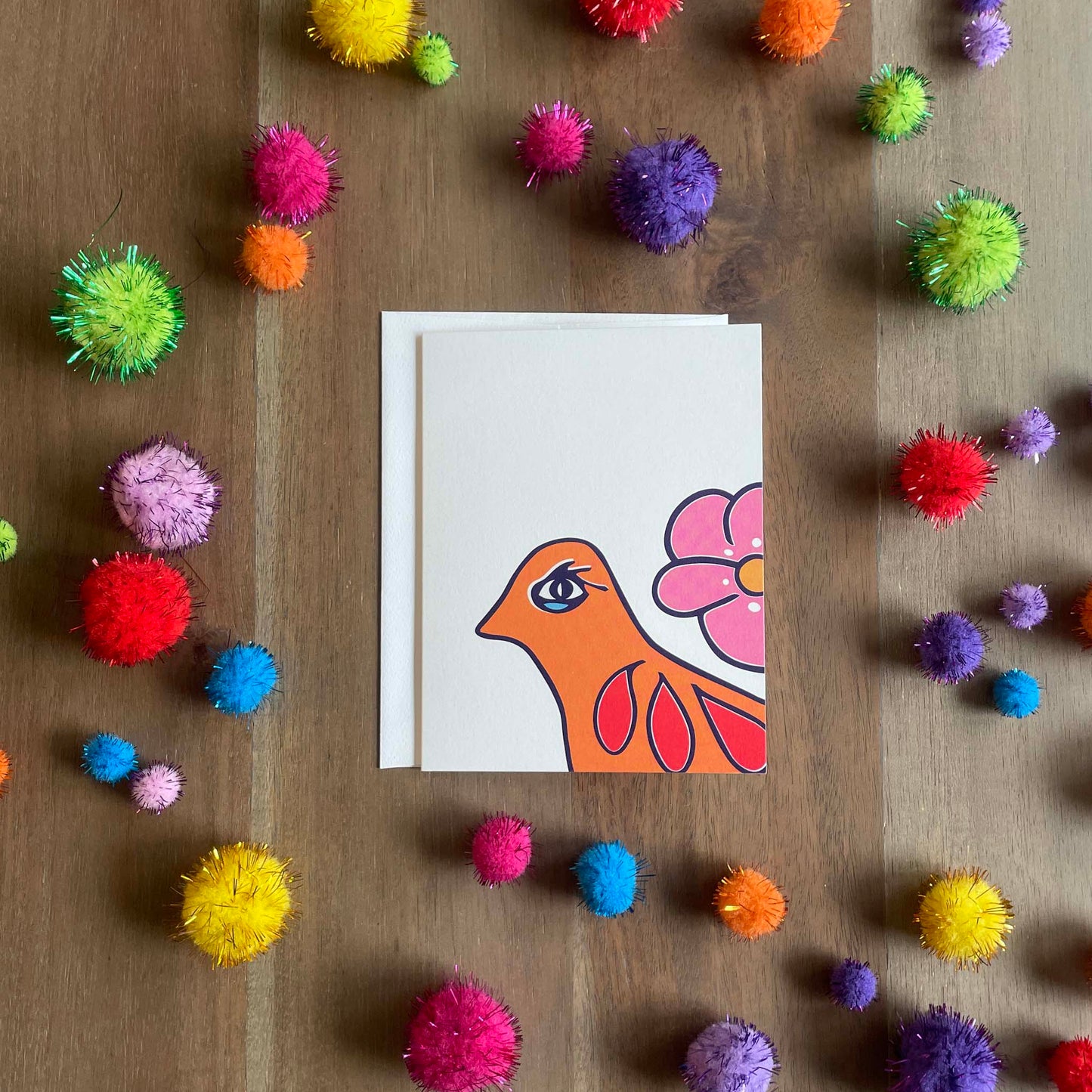 Darling Hand Illustrated Bird & Flower Greeting Card