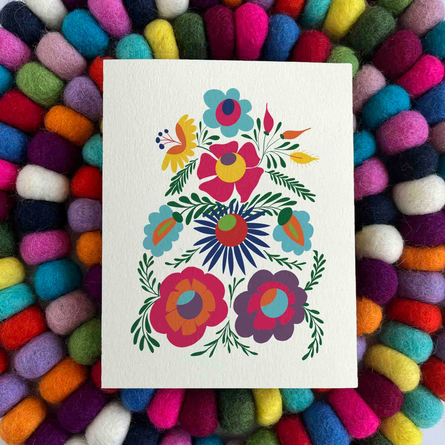 Vibrant Flores Antiguas Hand Illustrated Greeting Card