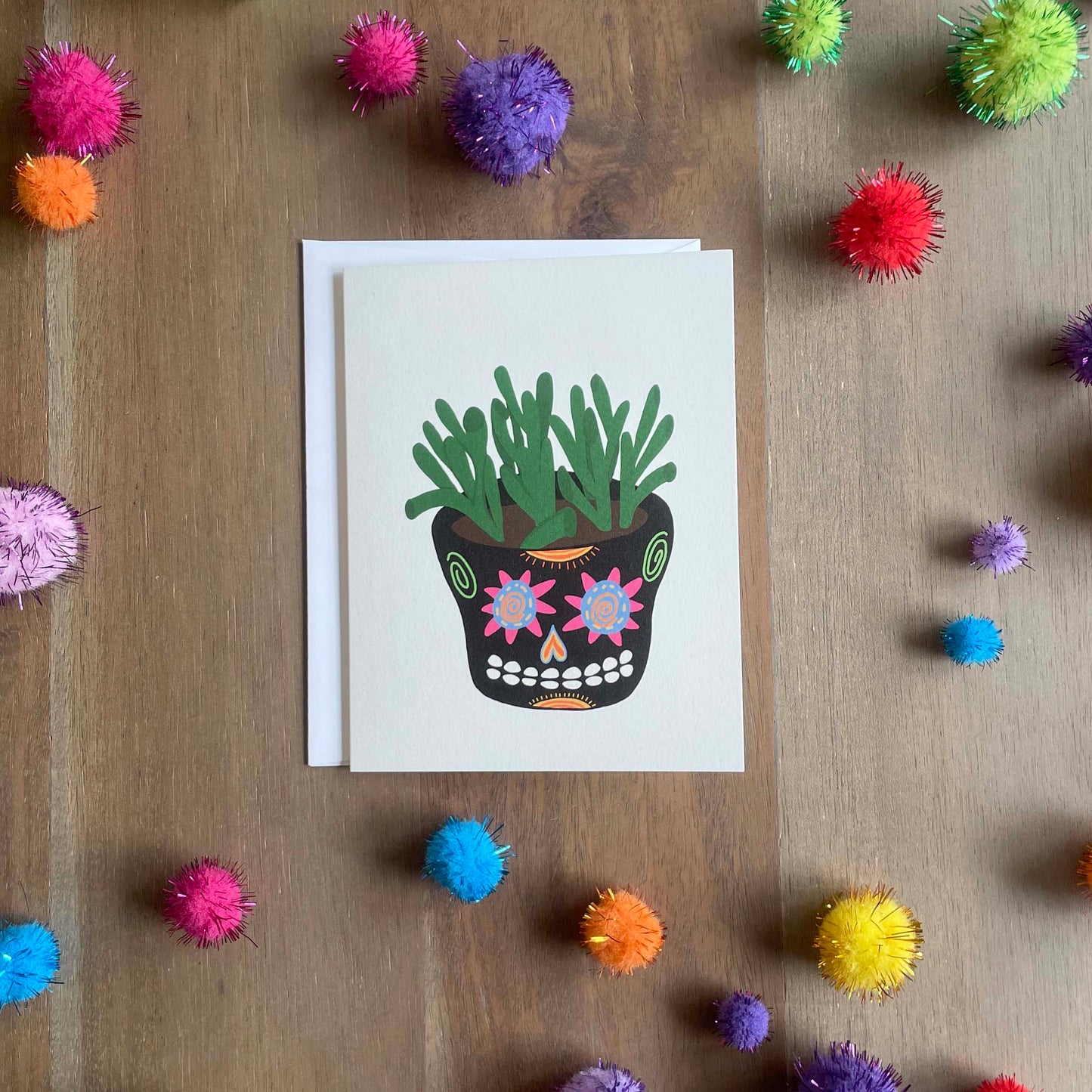 Jade in Calavera Pot Hand Illustrated Greeting Card