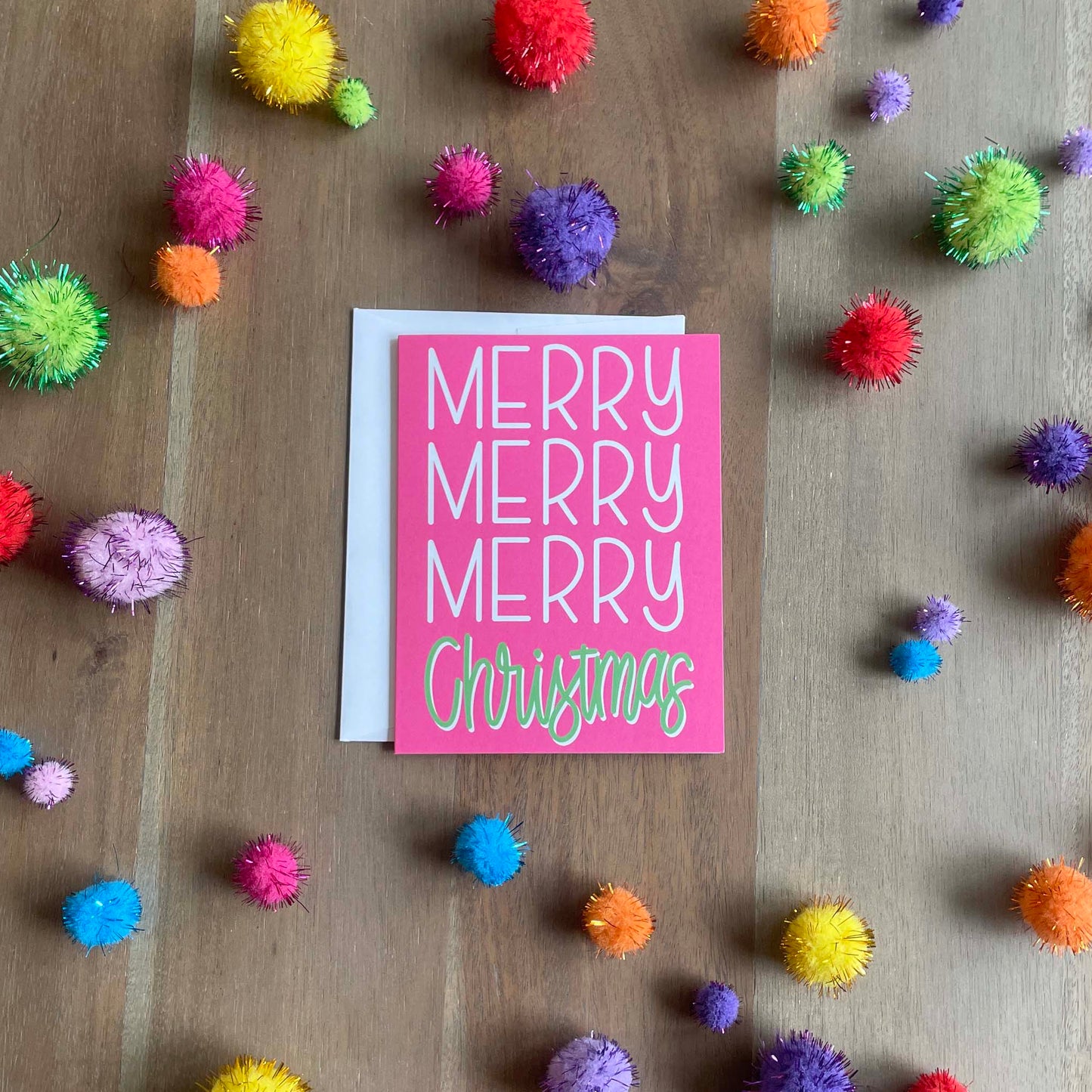 Merry Christmas Hand Lettered Greeting Card