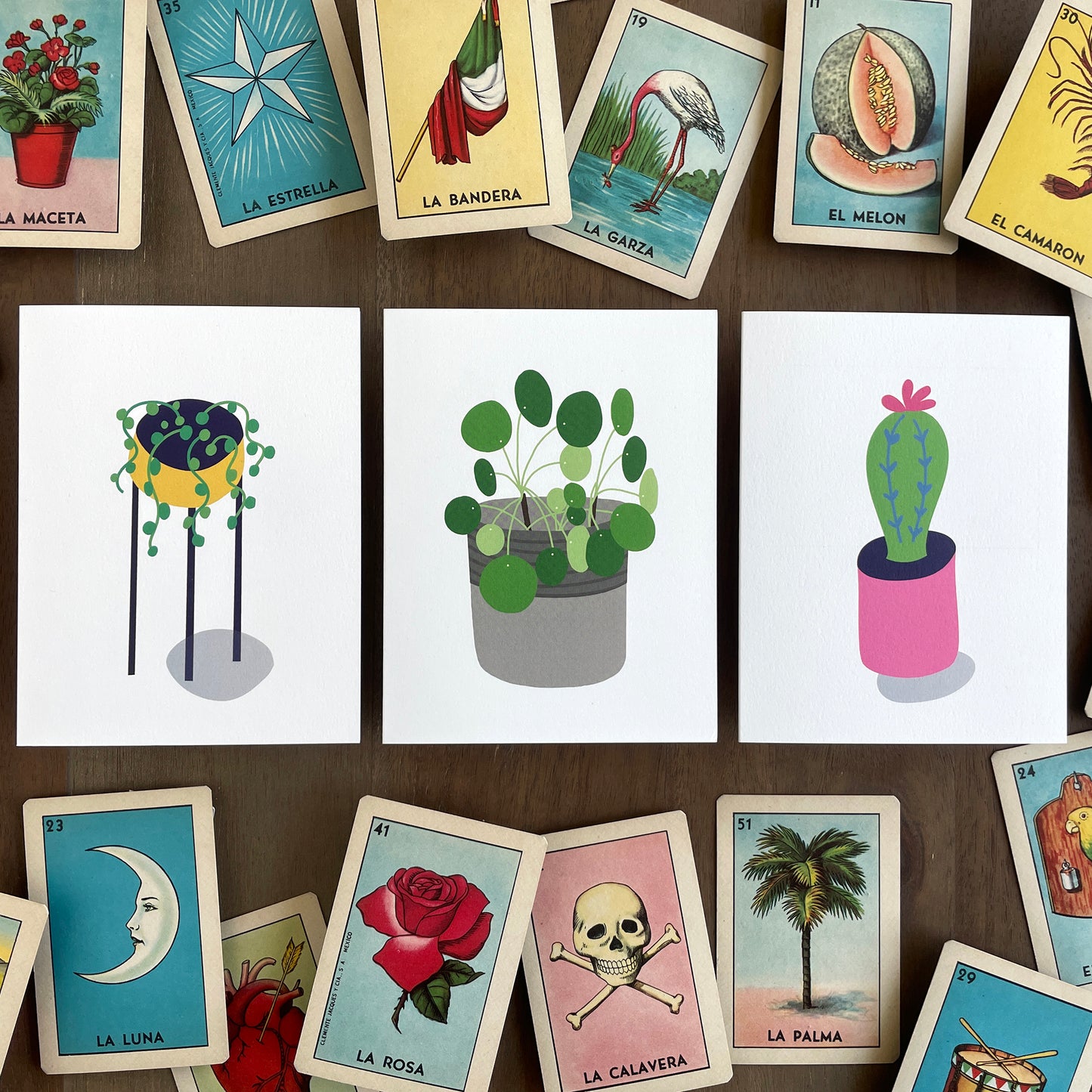 Hand illustrated cactus with a bloom Greeting Card