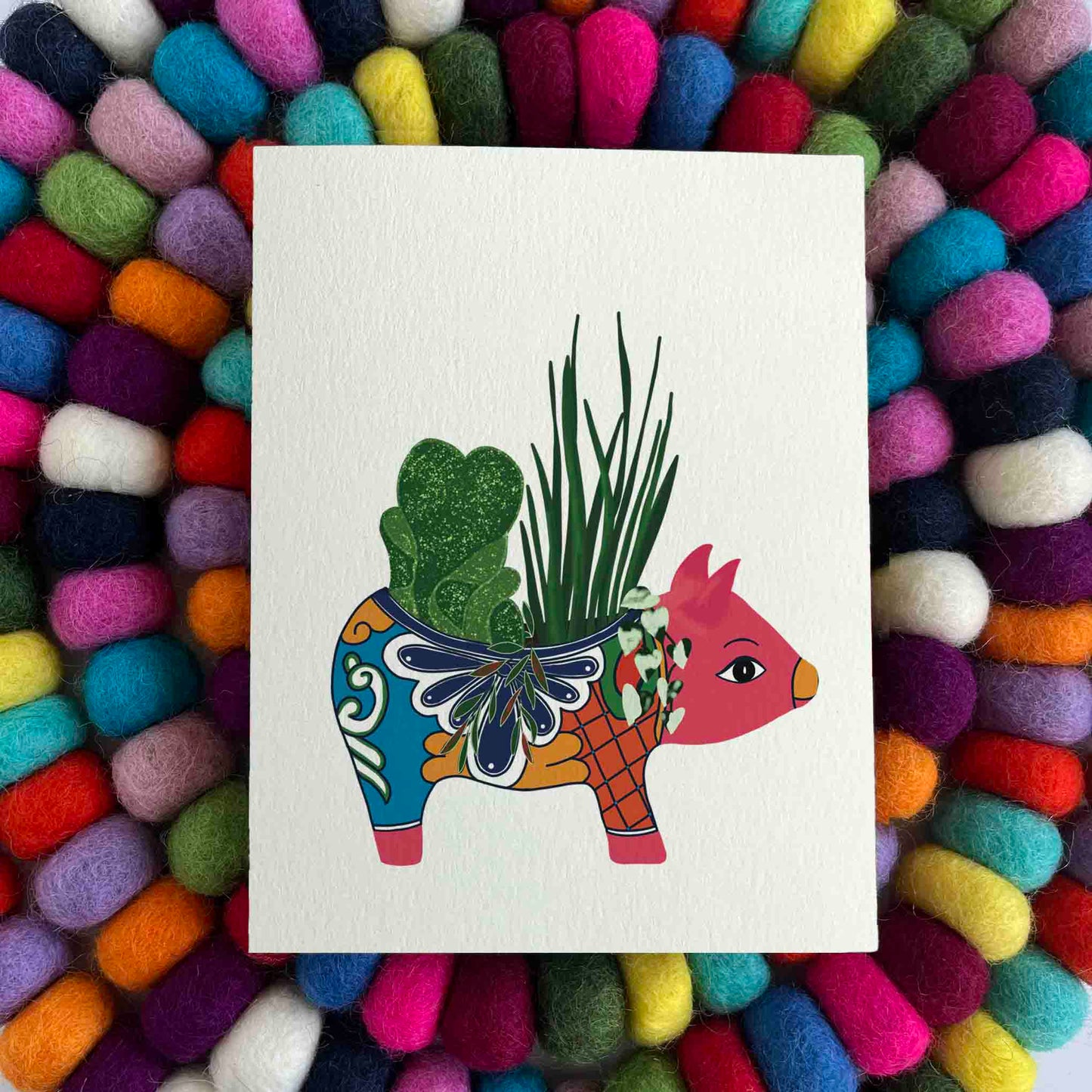 Plants in a Talavera Pig Card