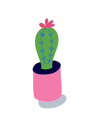 Hand illustrated cactus with a bloom Greeting Card