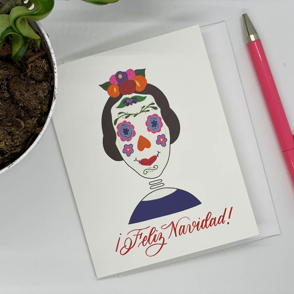 Feliz Navidad Hand Illustrated Mujer Greeting Card