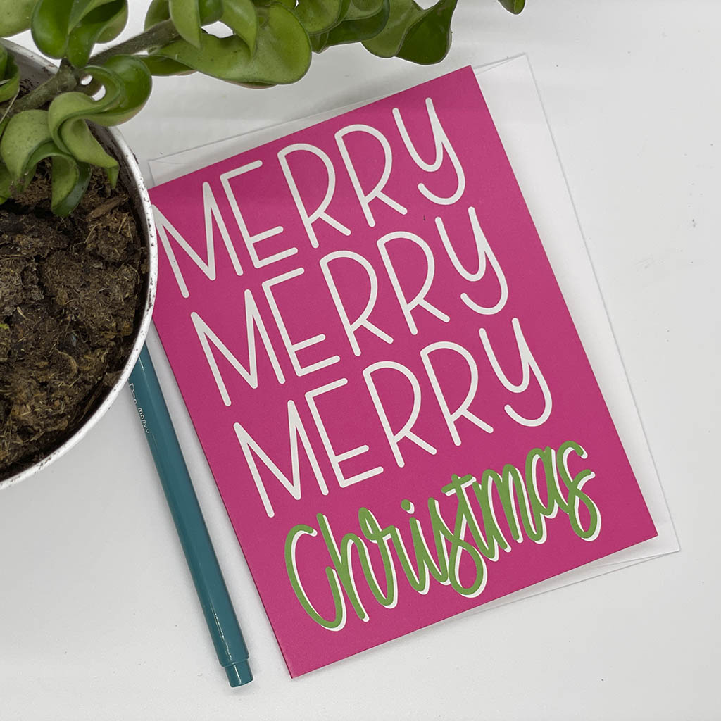 Merry Christmas Hand Lettered Greeting Card