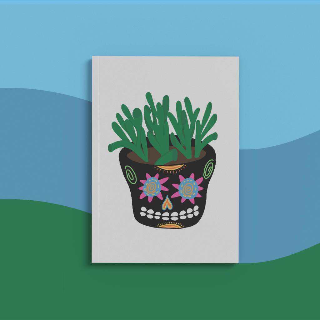 Jade in Calavera Pot Hand Illustrated Greeting Card