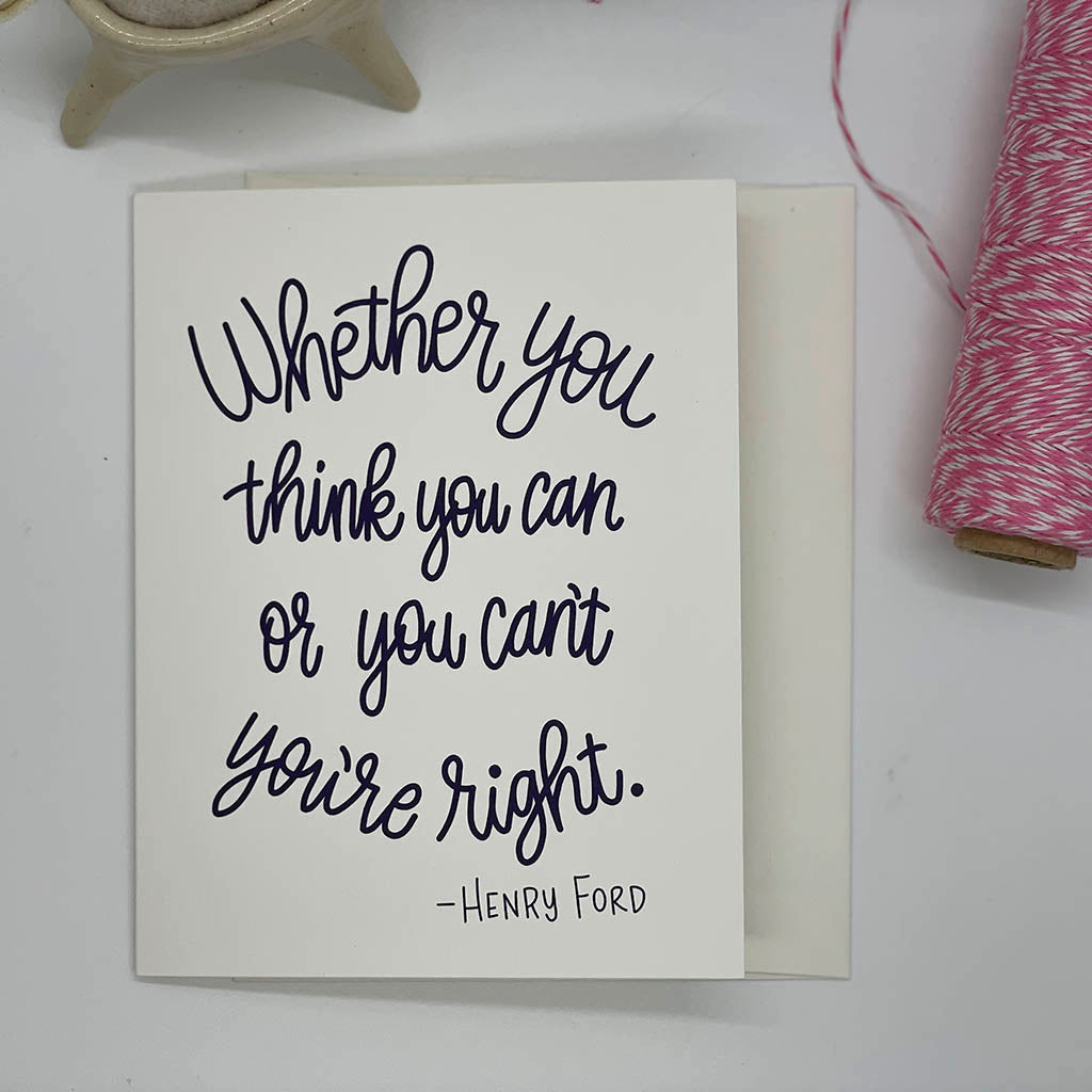 Whether You Think You Can Lettering Card